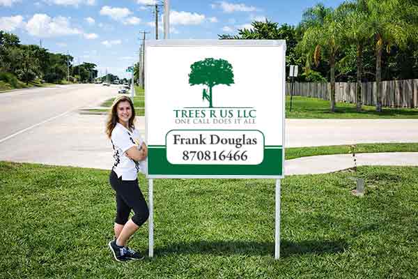 4x4 outdoor sign with patented post pockets and metal post kit installed outdoors