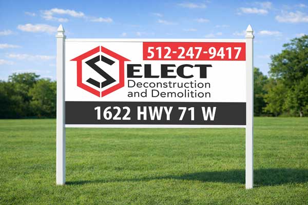 4x8 construction site sign mounted outdoors