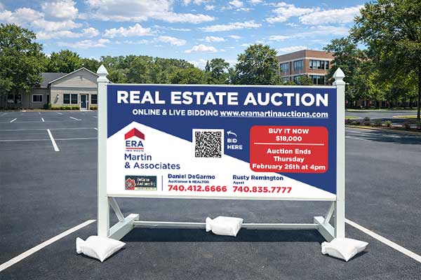 4x8 site sign with self standing post kit installed outdoors