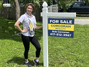 Aluminum signs mounted with yard arm for property marketing