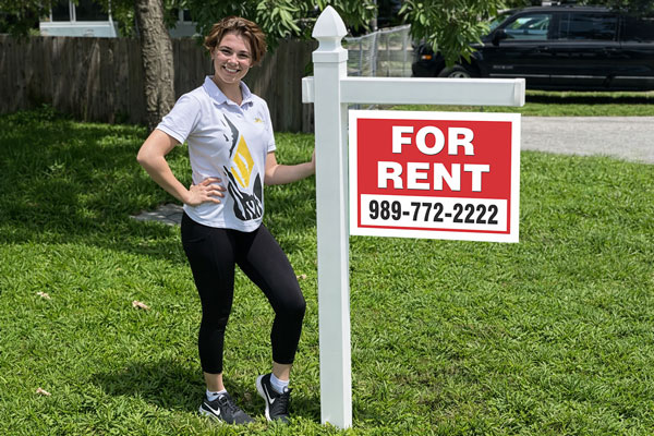18x24 aluminum signs mounted with yard arm for long-term outdoor use