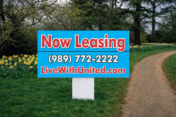 2x4 apartment directional signs for parking, entrances, and wayfinding