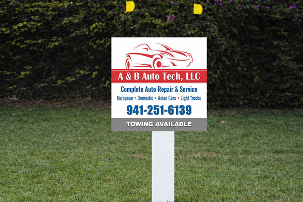 2x2 automobile signs for small lot placement and directional messaging