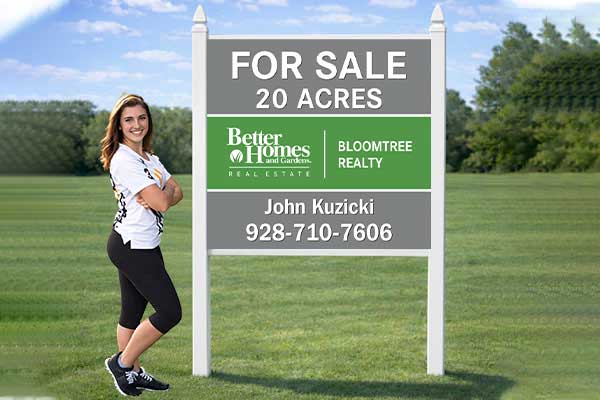 4x4 Better Homes and Gardens style sign mounted with standard PVC post kit outdoors