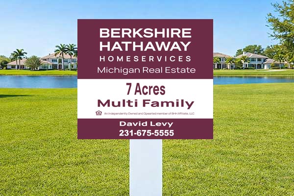 2x2 Berkshire Hathaway style sign for lot marking and small directional placement