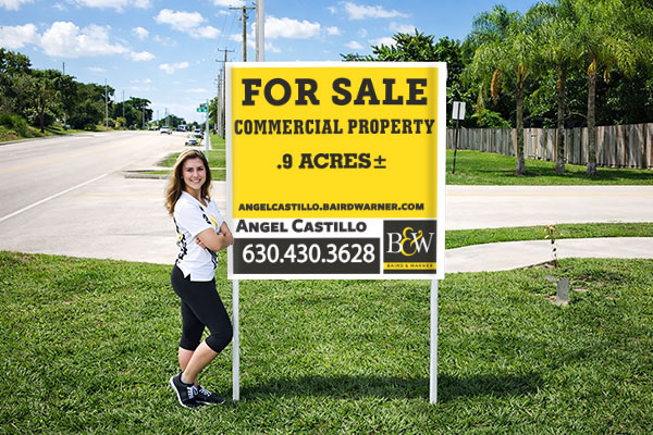 4x4 Baird & Warner sign with metal post kit installed