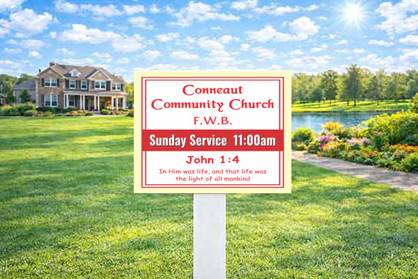 18x24 church yard signs for service times and events