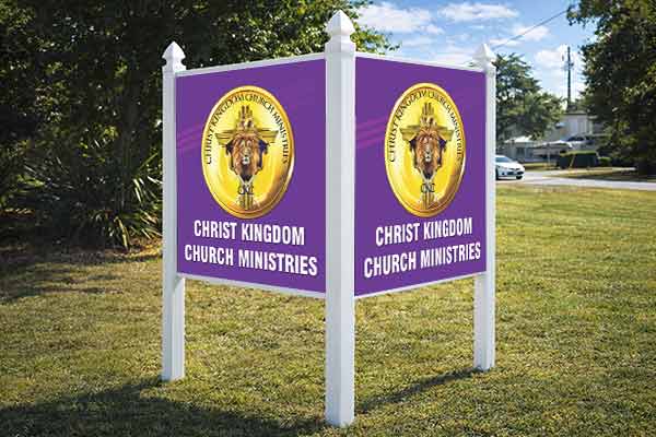 4x4 church sign mounted outdoors
