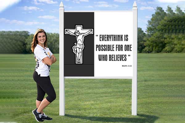 4x4 church sign mounted outdoors