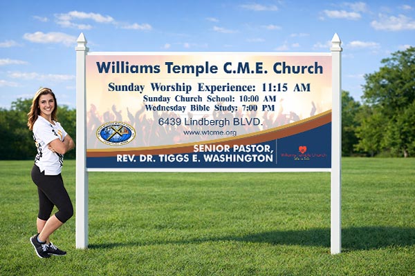4x8 church sign installed outdoors for roadside visibility