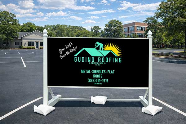 4x8 company sign mounted outdoors