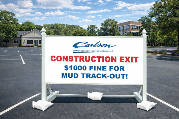 4x8 construction site sign mounted outdoors