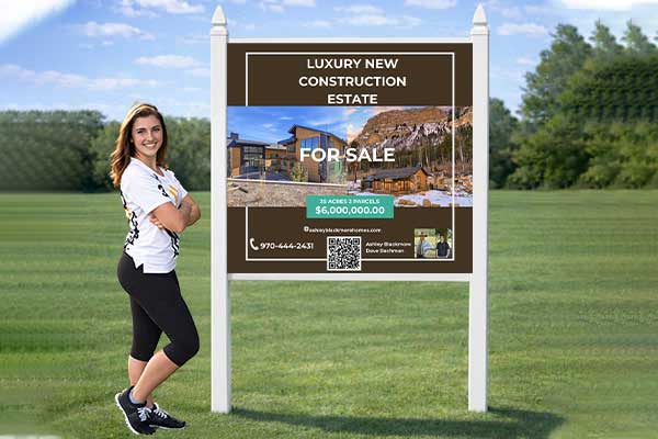 4x4 sign with standard pvc post kit installed outdoors