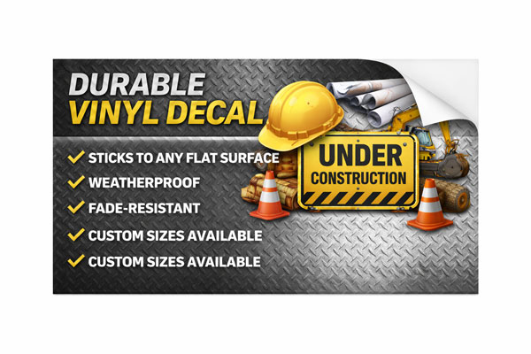 vinyl sign overlays used to update dates, times, and contact details