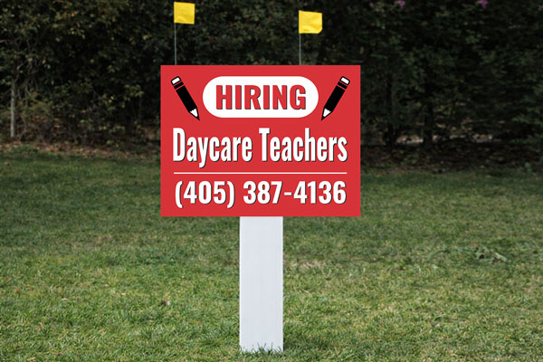 18x24 daycare yard sign for open enrollment promotion