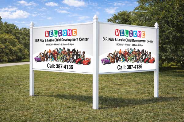 4x8 daycare sign installed outdoors