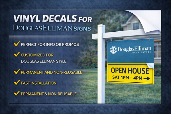 vinyl sign overlays used to update dates, times, and contact details