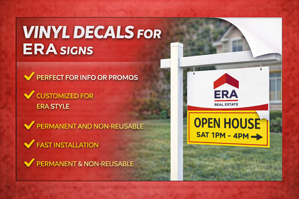 vinyl sign overlays used to update dates, times, and contact details