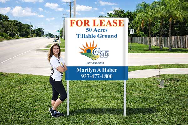 4x4 for lease sign with metal post kit installed outdoors