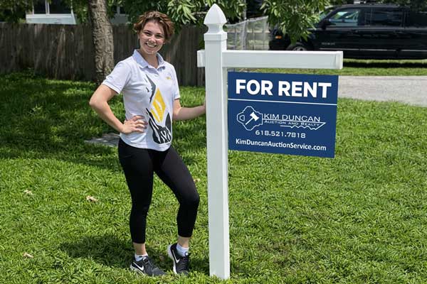 18x24 aluminum for rent signs mounted with yard arm for long-term outdoor use