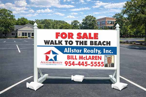 4x8 site sign with self standing post kit installed outdoors