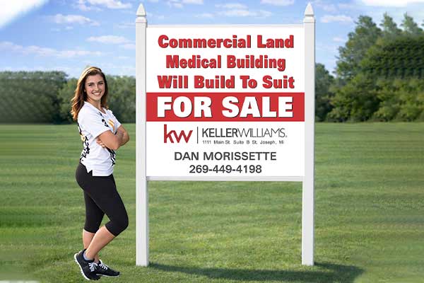 4x4 Keller Williams sign mounted with PVC post kit