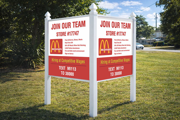 4x4 office sign mounted outdoors