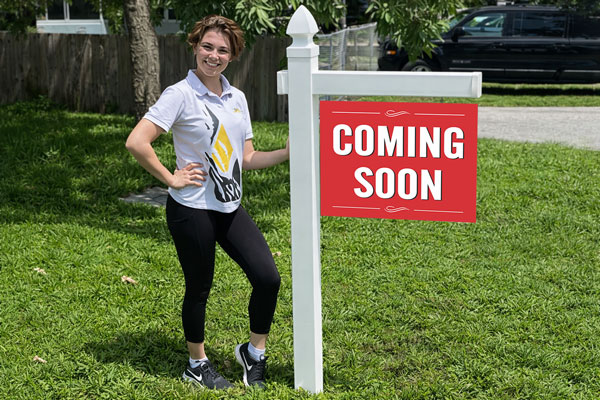 18x24 aluminum signs mounted with yard arm for long-term outdoor use