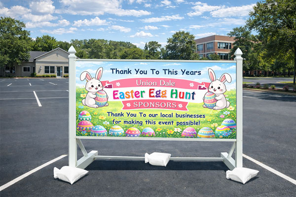 4x8 site sign with self standing post kit installed outdoors