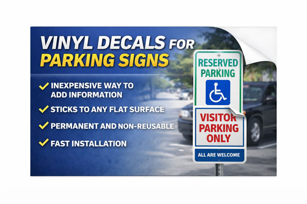 vinyl sign overlays used to update dates, times, and contact details