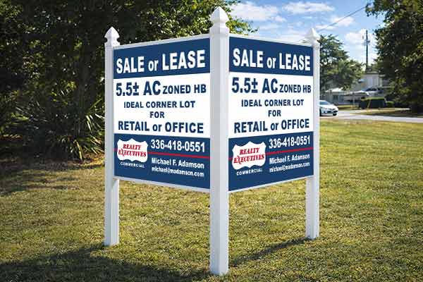 4x4 Realty Executives sign mounted with PVC post kit