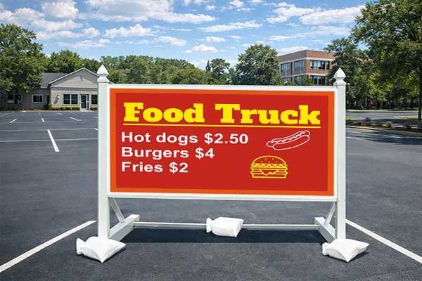 4x8 site sign with self standing post kit installed outdoors