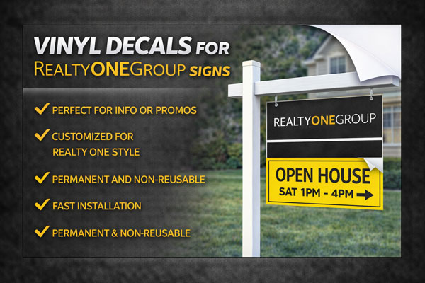 vinyl sign overlays used to update dates, times, and contact details