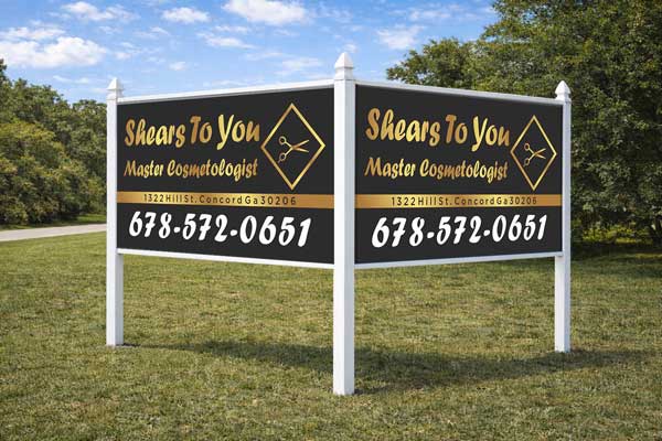 4x8 salon sign installed outdoors for roadside visibility