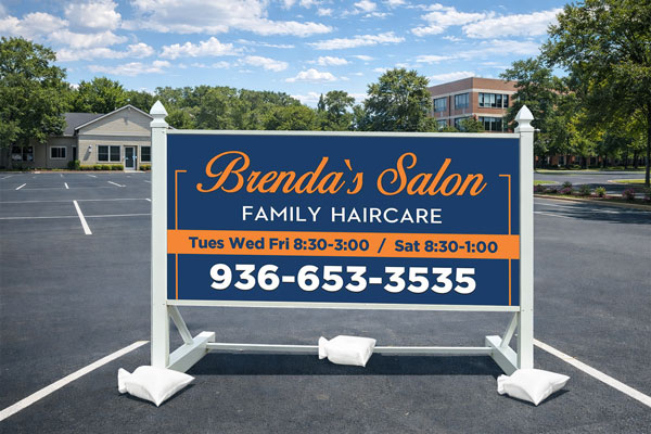 4x8 salon sign installed outdoors for roadside visibility