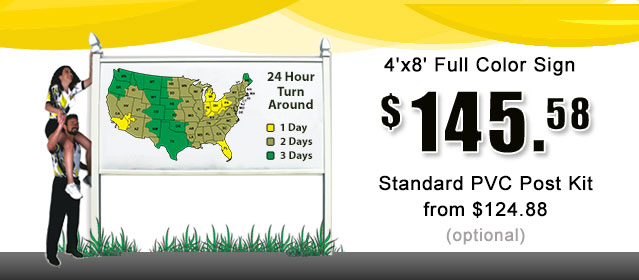 Commercial real estate signs in 4x8 size mounted on posts