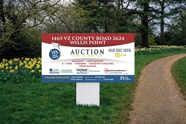 2x4 United Country directional sign for open house traffic