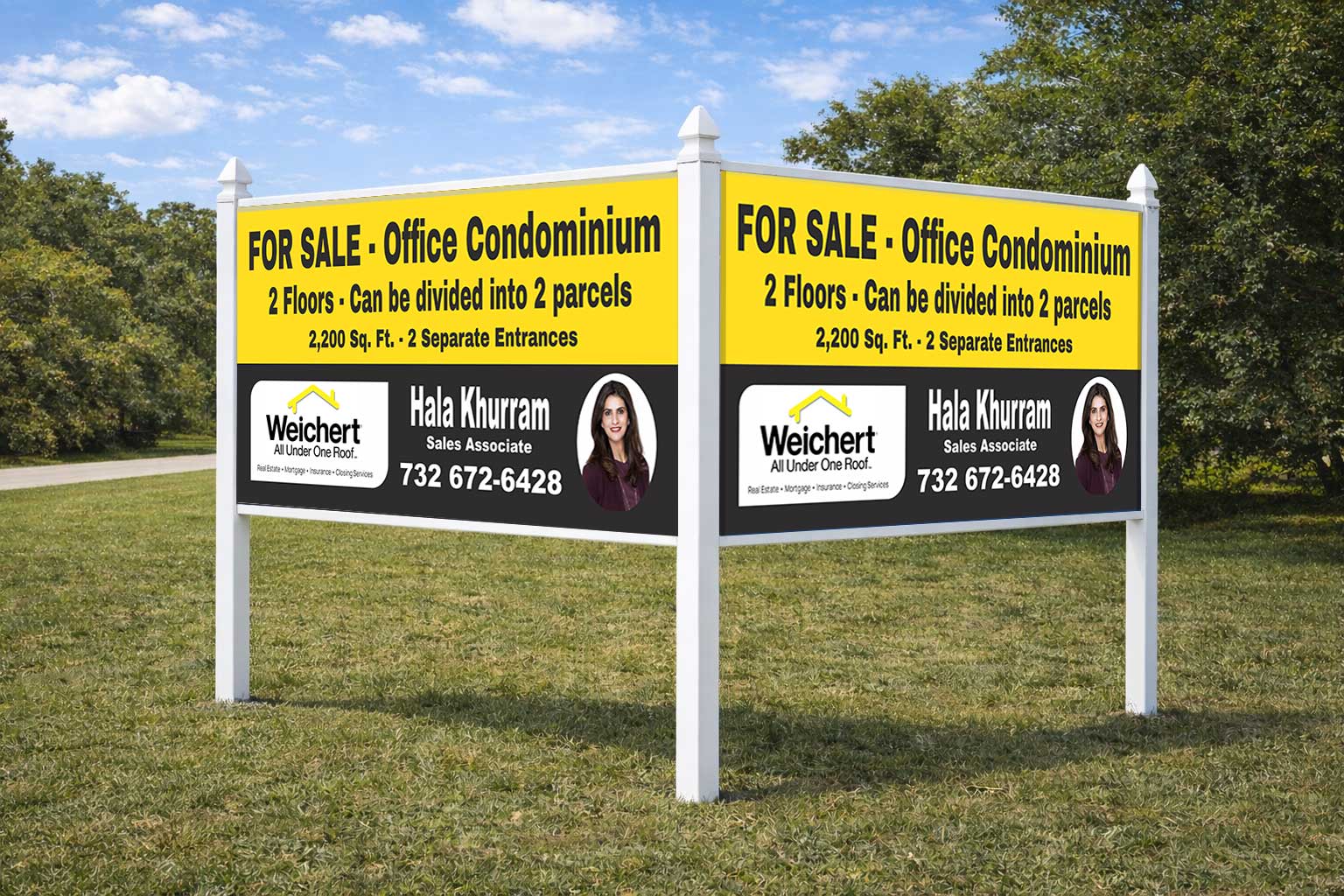 4x8 Weichert Realtors real estate sign installed outdoors