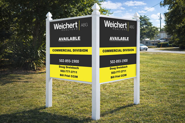 4x4 Weichert Realtors sign mounted with PVC post kit